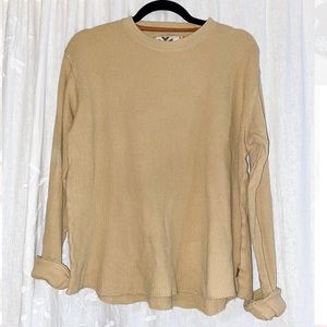Beige long sleeve waffle shirt